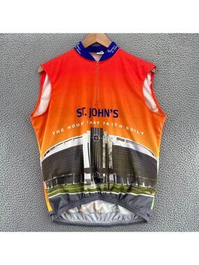 St Johns VOmax Jersey Men Extra Large Orange Church Cycling Vest Stretch 1/4 Zip
